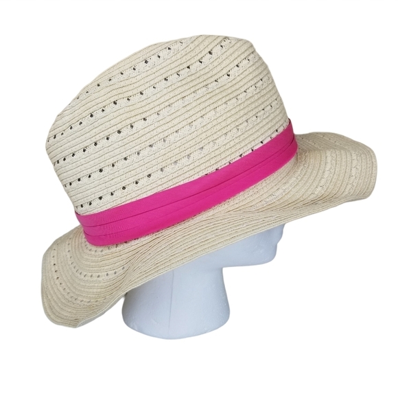 O'Rageous Soft Straw Style Fedora Floppy Sun hat Women's One Size - Picture 6 of 8
